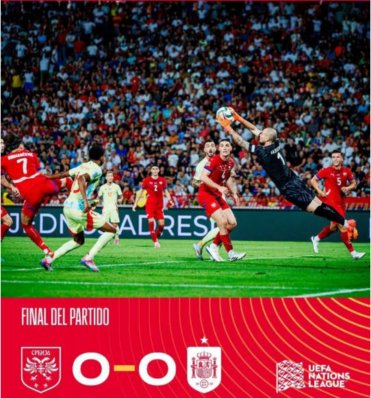 欧国联-西班牙0-0闷平塞尔维亚 卡瓦哈尔失良机 欧国联-西班牙0-0闷平塞尔维亚 卡瓦哈尔失良机