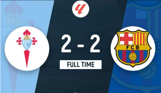 西甲-3分钟连丢2球!十人巴萨2-2塞尔塔 卡萨多染红孔德送礼马丁逃红 西甲-3分钟连丢2球!十人巴萨2-2塞尔塔 卡萨多染红孔德送礼马丁逃红