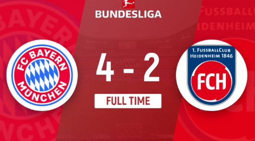 德甲-拜仁4-2战胜海登海姆不败领跑 穆西亚拉替补双响 德甲-拜仁4-2战胜海登海姆不败领跑 穆西亚拉替补双响