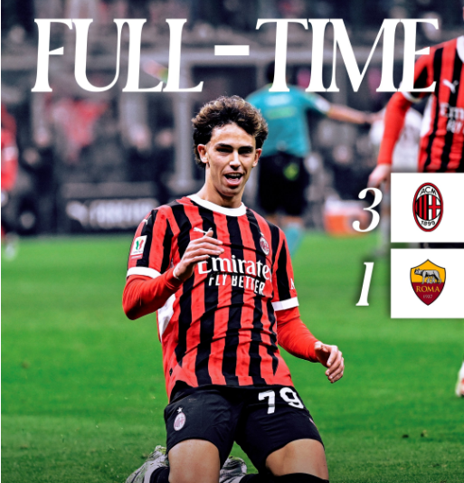 意杯-米兰3-1罗马,亚伯拉罕双响弑旧主,菲利克斯首秀即破门 意杯-米兰3-1罗马,亚伯拉罕双响弑旧主,菲利克斯首秀即破门