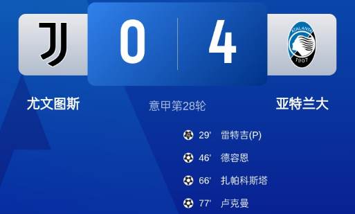 意甲-尤文0-4惨败亚特兰大,弗拉霍维奇送礼,麦肯尼送点 意甲-尤文0-4惨败亚特兰大,弗拉霍维奇送礼,麦肯尼送点